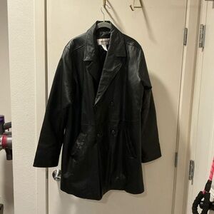 Veranesi Black Leather peacoat